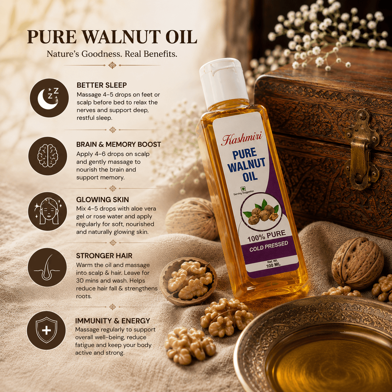 Kashmiri Cold-Pressed Walnut Oil — 100ml — image 3