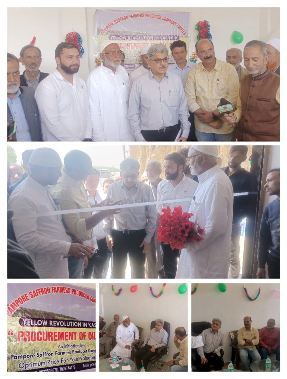 Ribbon-cutting inauguration of the Pampore Saffron Farmers Producer Company oil procurement centre — Yellow Revolution in Kashmir
