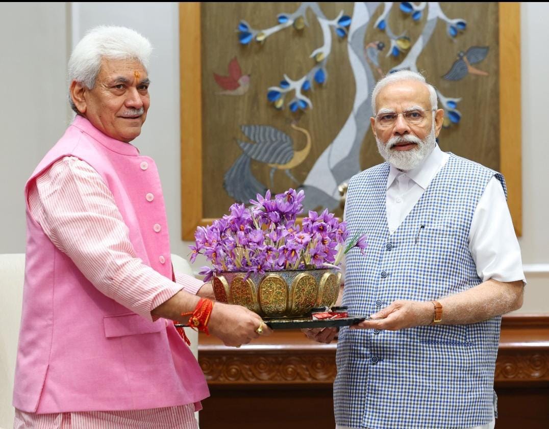 Prime Minister Narendra Modi with Pampore saffron